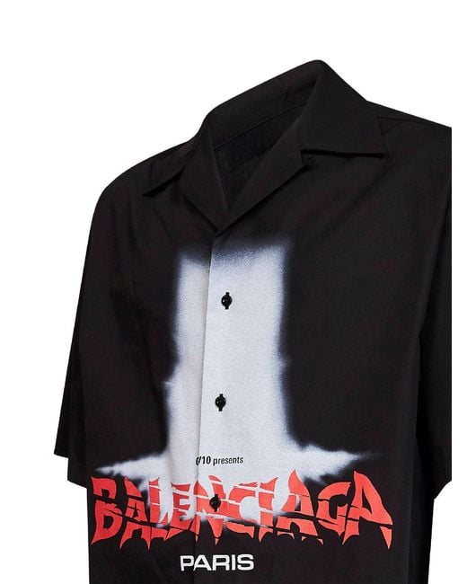 Balenciaga Black The Door Bowling Short Sleeve Shirt for men