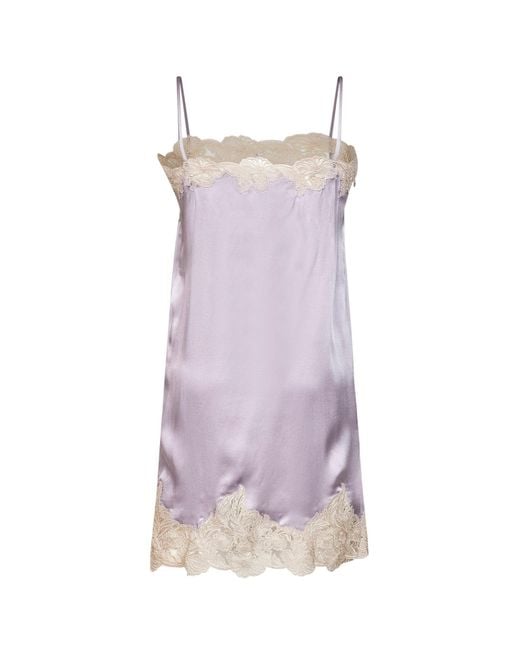 Chloé Purple Washed Silk Satin Thin-Strap Mini Dress
