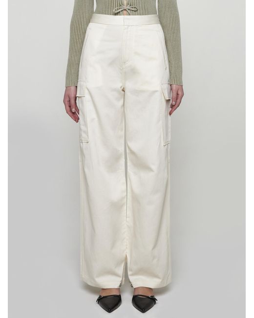 Filippa K White Cotton And Linen Cargo Trousers