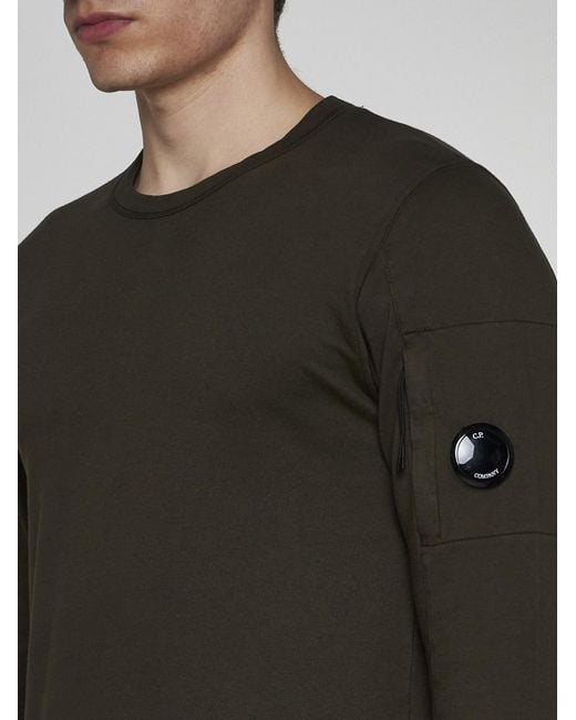 C P Company Green Logo-Plaque Cotton Sweatshirt for men