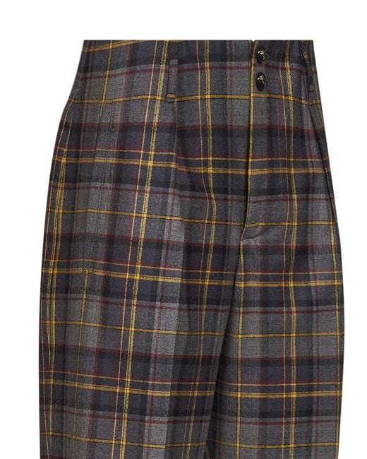 Etro Brown Check-Pattern Stretch Wool Trousers