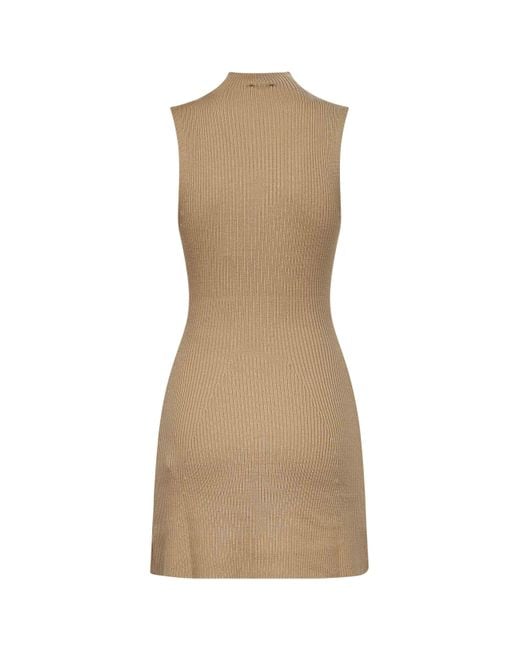 DIESEL Natural Camel Ribbed Wool M-Oloni-Short Minidress