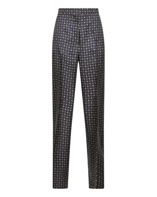 Max Mara Gray Printed Twill Fauna Straight Trousers