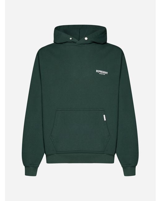 Represent Logo Cotton Hoodie in Green | Lyst