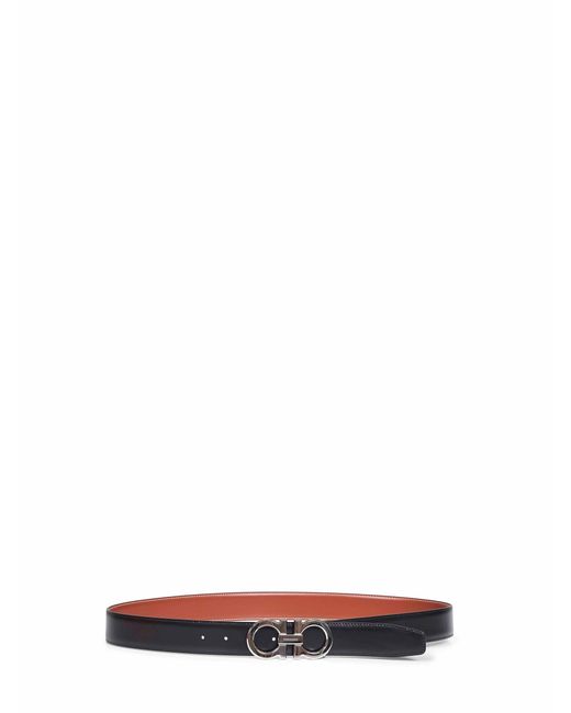 Ferragamo White Two-Tone Gancini Reversible Belt for men