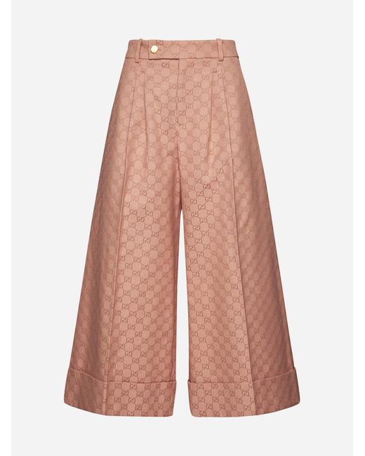 Gucci Pink GG Cotton-blend Cropped Trousers