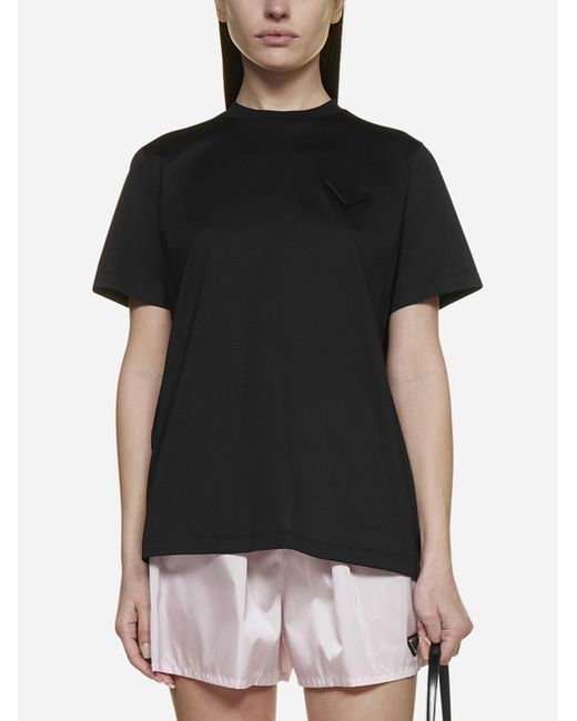 Prada Back Lace-up Cotton T-shirt in 