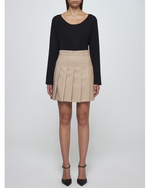 Max Mara Natural Angel Wool-blend Pleated Miniskirt