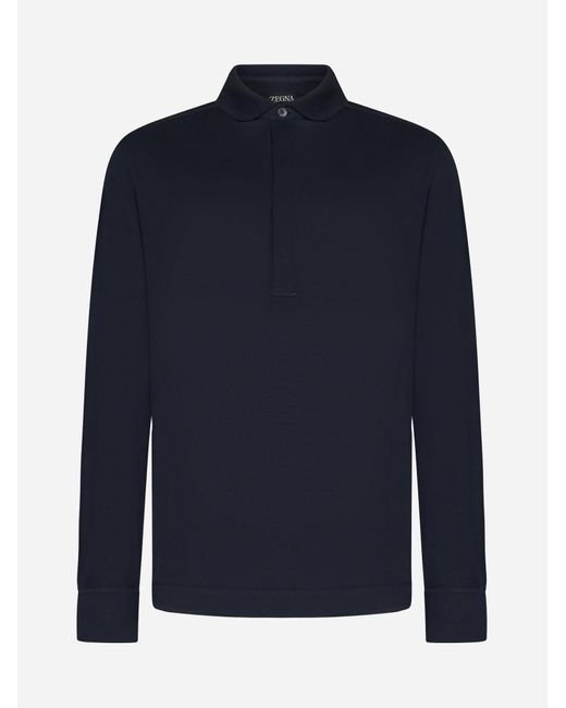 Zegna Blue Cotton Polo Shirt for men