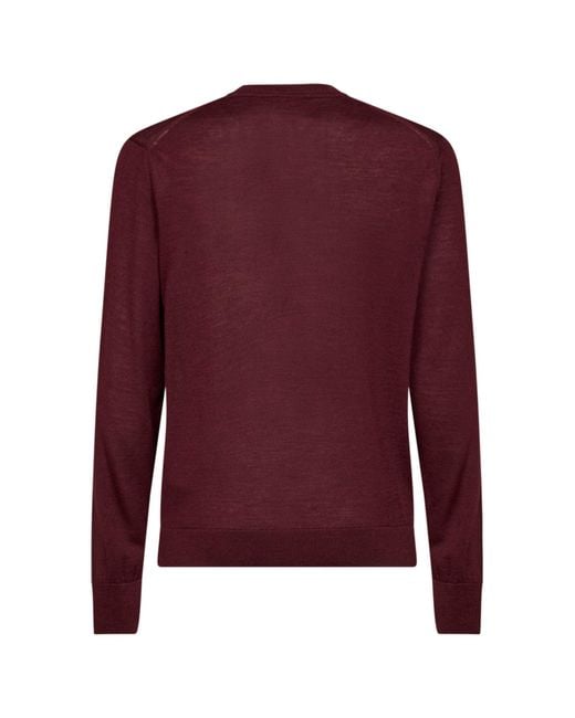Etro Purple Burgundy Wool And Silk Pegaso-Embroidered Sweater for men