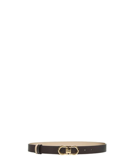 Ferragamo White Fixed Gancini Belt