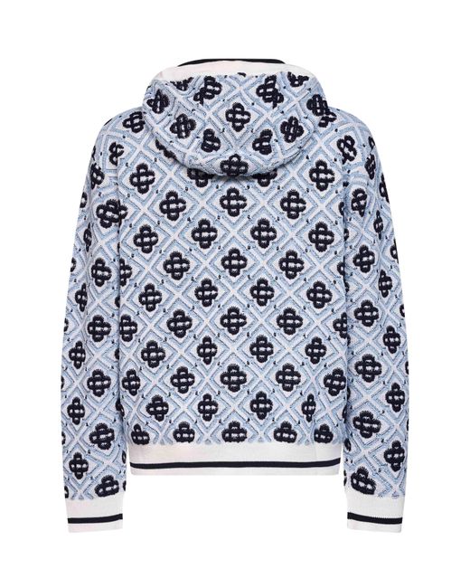 Casablanca Blue And Wool Cc Monogram Zip-Up Hoodie for men