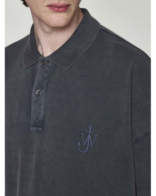 J.W. Anderson Blue Anchor Logo Cotton Polo Shirt for men