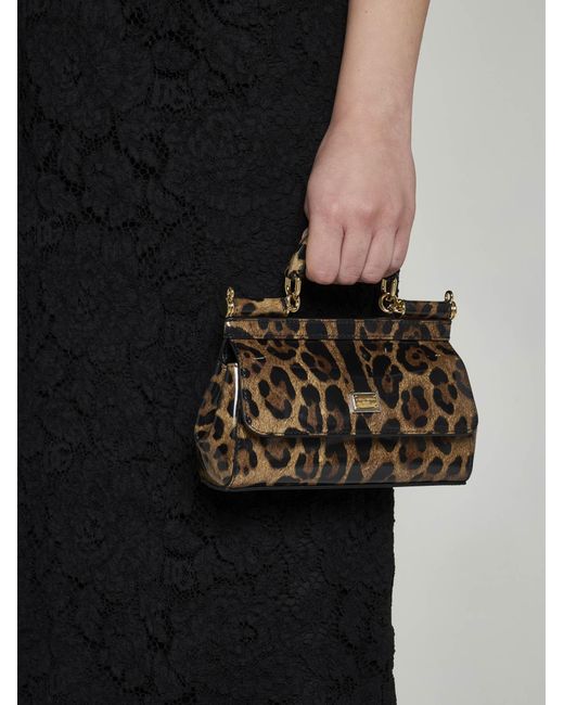 Dolce & Gabbana Multicolor Small Leopard-print Patent Leather Top Handle Bag
