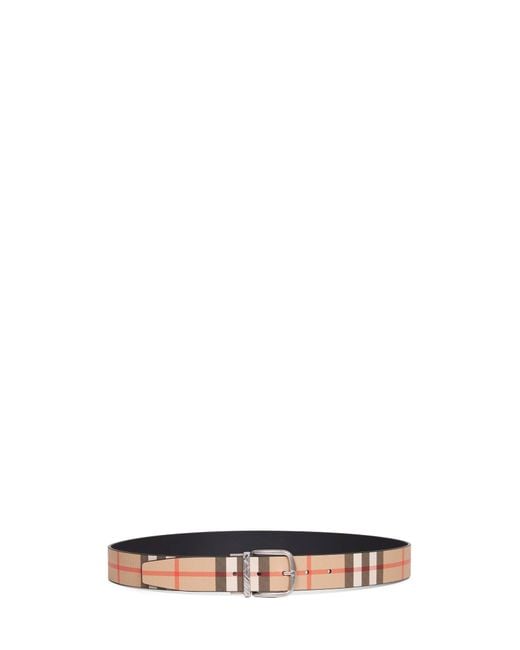 Burberry White Reversible Belt With Check Buckle for men