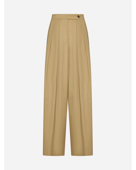 Dries Van Noten Natural Viscose And Wool-blend Trousers