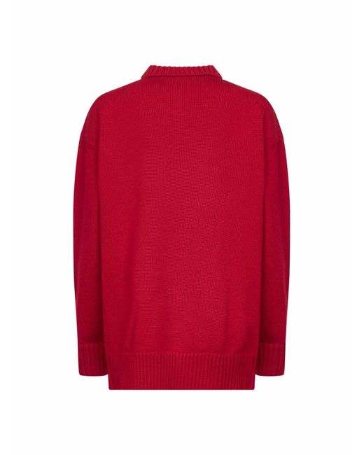 Prada Abbigliamento Red Virgin Wool Bow Sweater