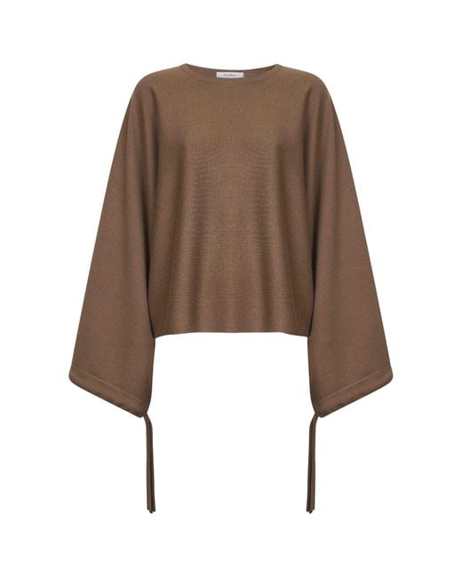 Max Mara Natural Wool Knit Frais Cropped Sweater