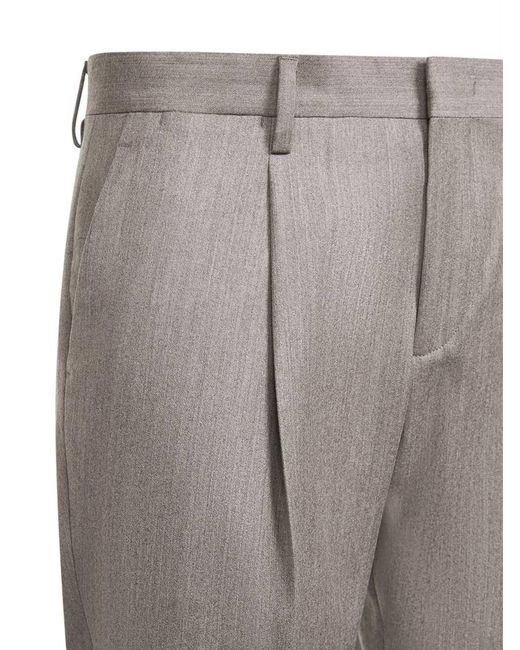 D 40 Gray Dove Wool And Cashmere Flannel Tiberio Trousers for men