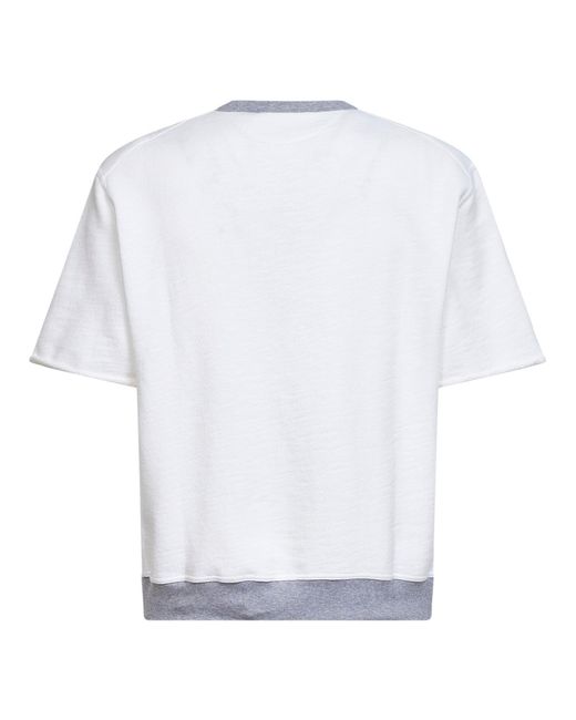 Brunello Cucinelli White Cotton And Linen Blend Fleece Printed Sweatshirt for men