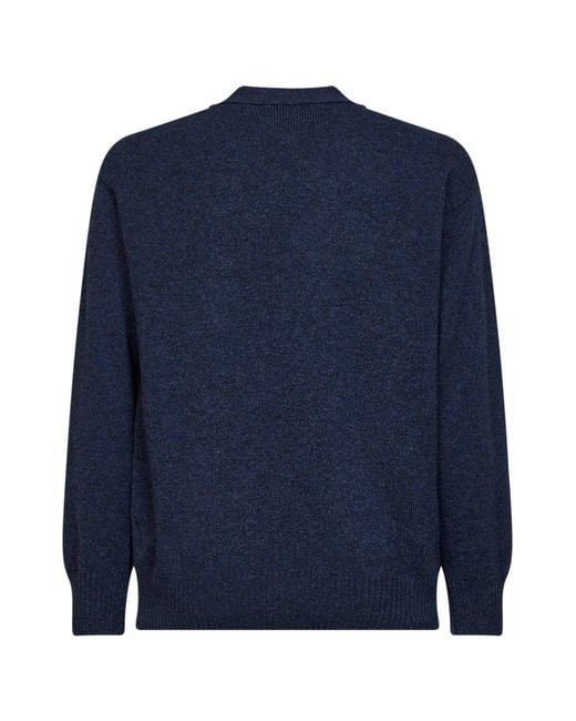 D 40 Blue Virgin Wool Knit Relaxed Fit Cardigan for men