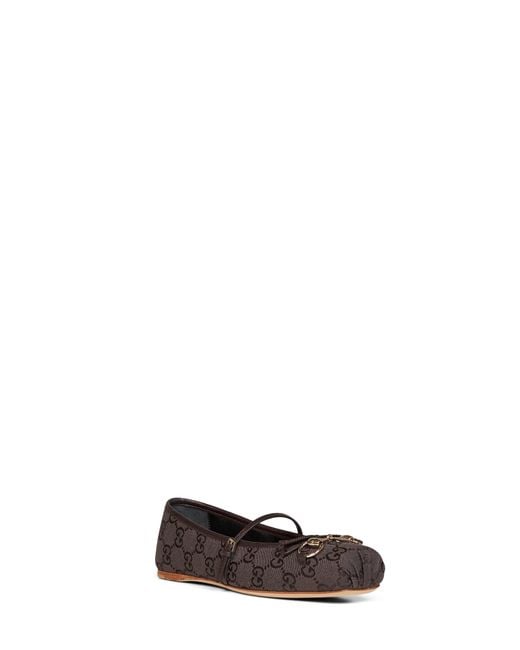 Gucci White Cocoa Horsebit Ballet Flat