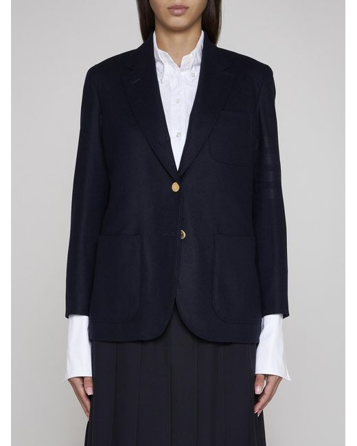 Thom Browne Blue Wool And Cashmere Single-breasted Blazer