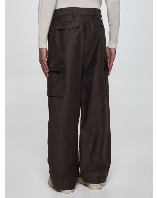 Marni Black Cotton Cargo Trousers for men