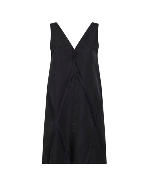 MM6 by Maison Margiela Black Cupro Blend V-Neck Midi Dress