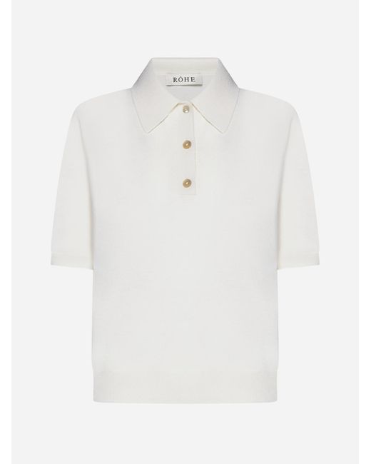 Rohe White Wool And Cashmere Polo Shirt