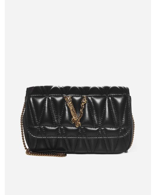 Versace Virtus Quilted Nappa Leather Shoulder Bag in Black Lyst
