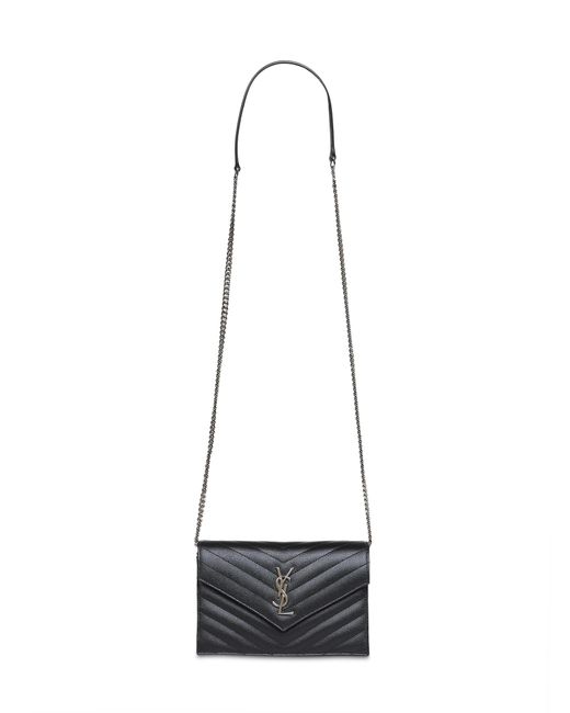 Saint Laurent White Cassandre Envelope Chain Wallet