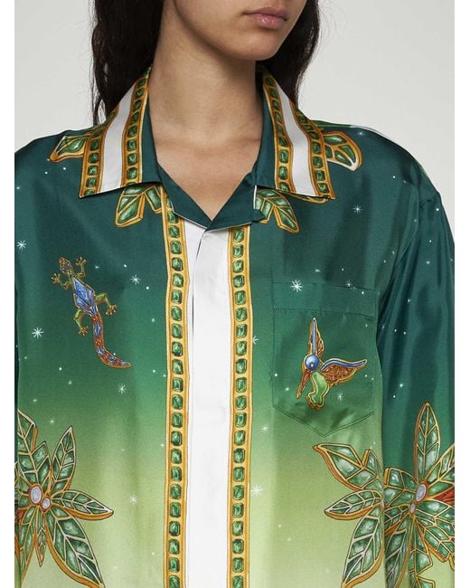 Casablancabrand Green Joyaux D'afrique Silk Shirt