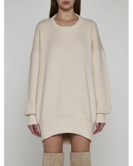 Khaite White Corso Cashmere Long Sweater