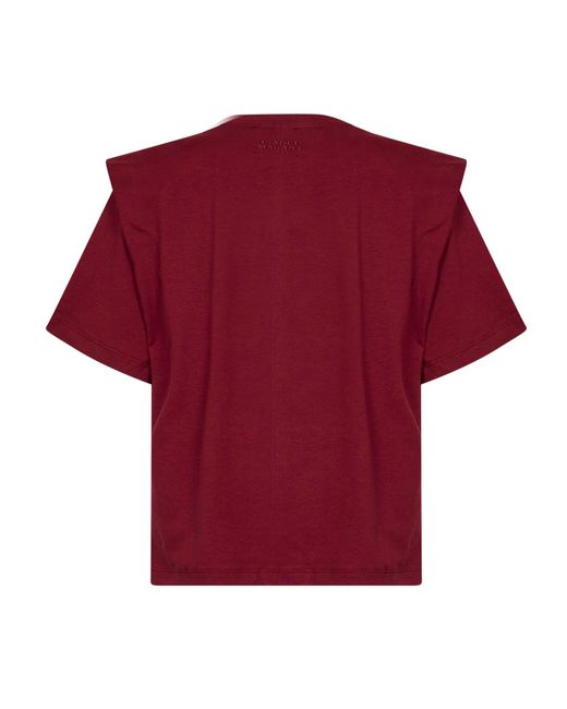Isabel Marant Red Dark Burgundy Cotton Jersey Zelitos T-Shirt With Shoulder Pads