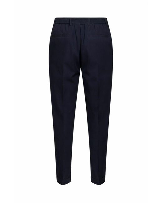D 40 Blue Dark Stretch Cotton Blend Slim Carrot Trousers for men