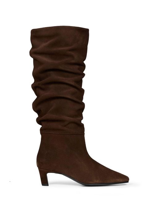 Alohas Brown Suede Kalila Knee-High Draped Boots
