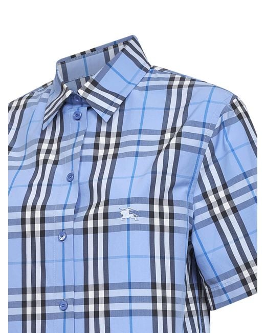 Burberry Blue Cropped Cotton Shirt