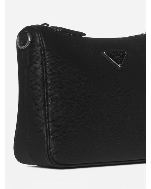 Prada Black Logo-plaque Saffiano Leather Bag for men