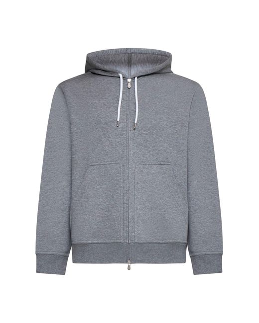 Brunello Cucinelli Gray Leisure Zip-Up Sweatshirt for men