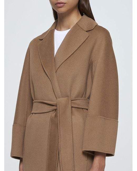 Max Mara Brown Arona Belted Wool Coat