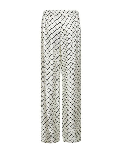 Gucci White Printed Silk Twill Drawstring Trousers