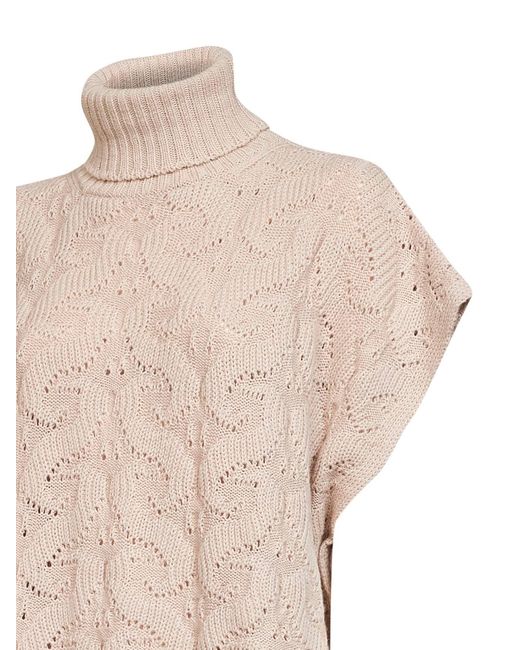 Etro Natural Cream Paisley-Pattern Stitch Knit Turtleneck Sweater