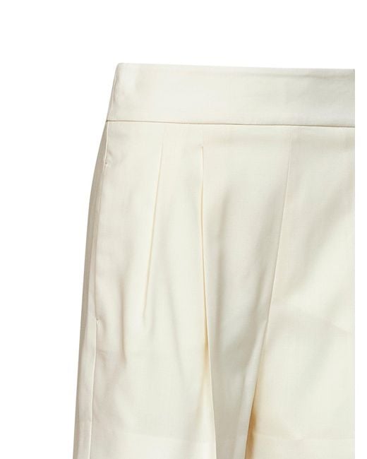 Max Mara White Ivory Lightweight Wool Canvas Mxmpittura Shorts