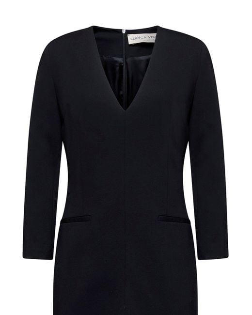Blanca Vita Black Stretch Jersey Ajana Midi Dress