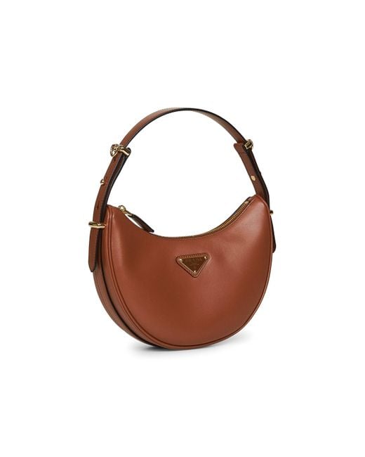 Prada Brown Cognac Prada Arqué Small Shoulder Bag