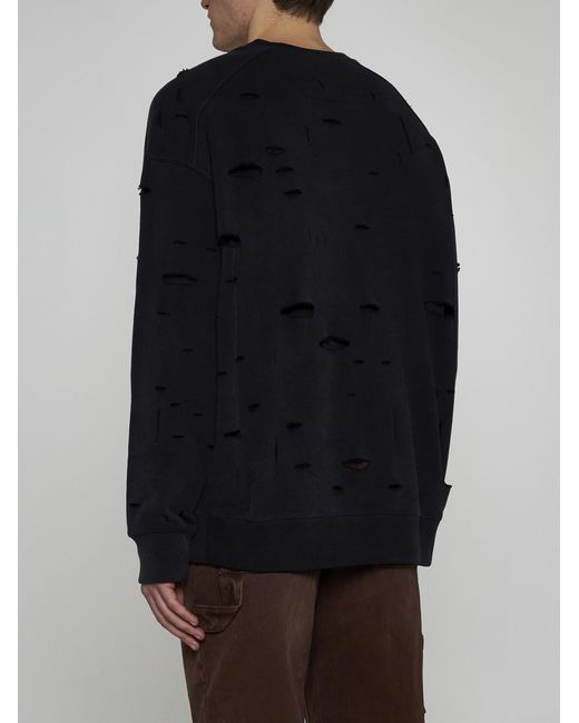 Givenchy Black Oversized Holes Cotton Sweatshirt for men