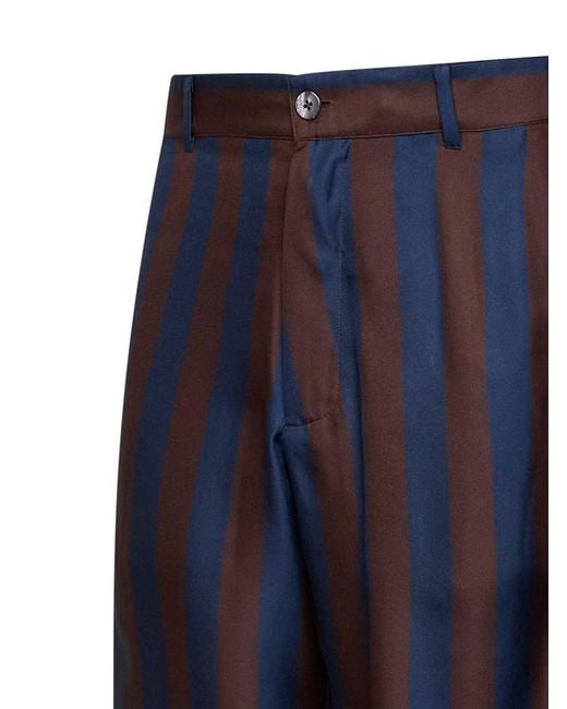 Fendi Blue And Pequin Silk Bermuda Shorts for men