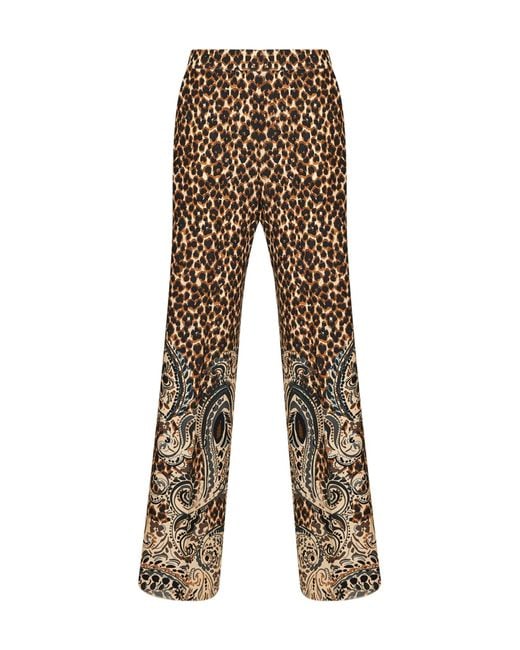 Etro Natural Silk Crêpe De Chine Printed Trousers