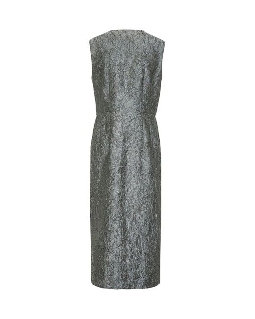 Dries Van Noten Gray Crushed Viscose Cotton Blend Sleeveless Coat